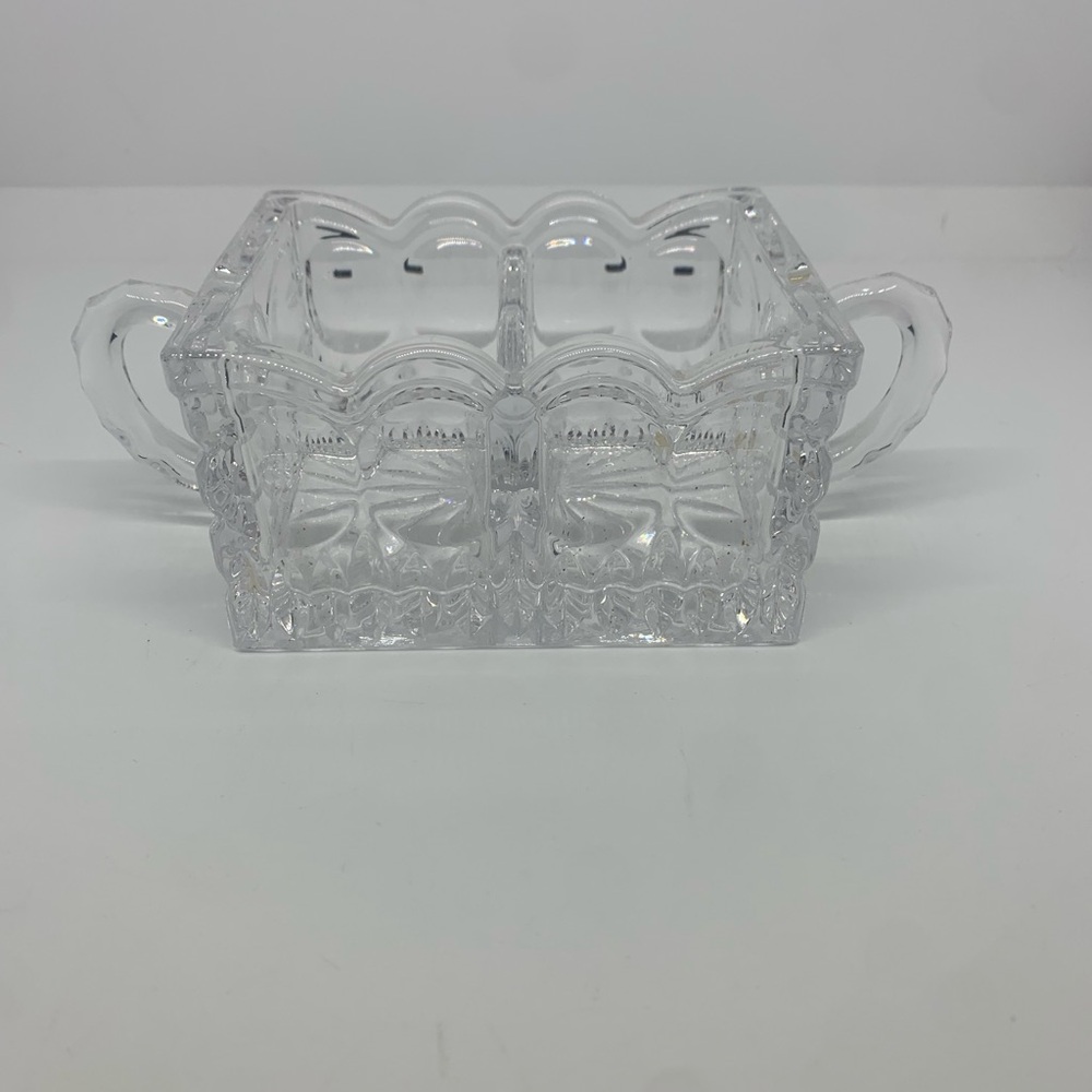 Elegant Crystal Clear Glass Dish Holds Sugar Packs